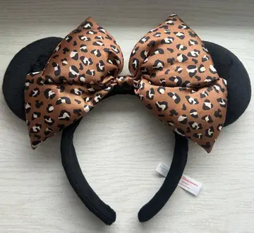도쿄 디즈니랜드 미니 레오파드 무늬 리본 포함 머리띠