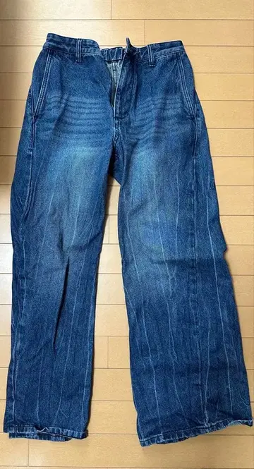 와이드 레그 데님 팬츠 다크 블루