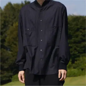 UJOH 네이비 울 스트라이프 셔츠 사이즈 2