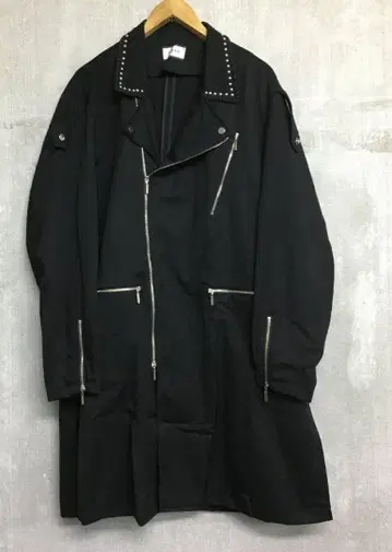터크 스터드 장식 울 개버 라이더스 코트 블랙 사이즈 2