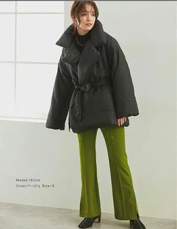 블랙 다운풍 자켓 벨트 포함