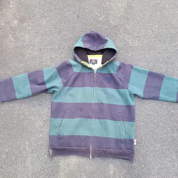 CANTERBURY XL 후드티 그린과 보라색 스트라이프