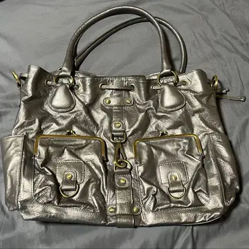 y2k 메탈릭 그레이 숄더백 프론트 포켓 부착 00's