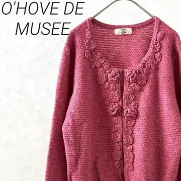 O'HOVE DE MUSEE 가디건 니트 꽃 울 혼방 빅