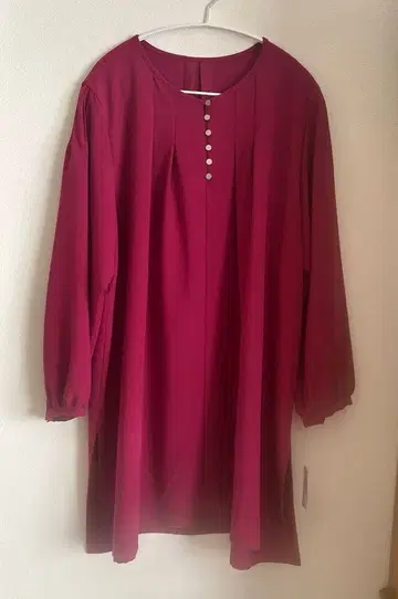 LACOUPE 라쿠프 와인 레드 긴팔 셔츠 블라우스 버튼 포함 F2