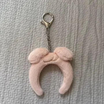 리본형 봉제 인형 키링 핑크