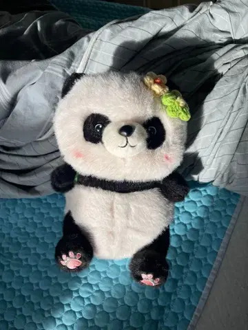 팬더 봉제 인형 꽃 장식 포함