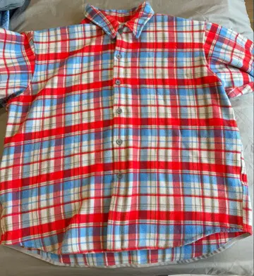 플란넬 반팔 체크 셔츠 빨파