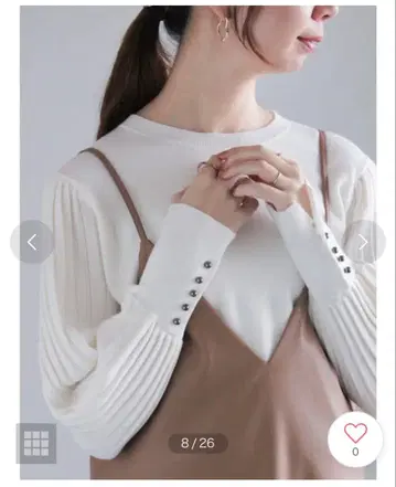 techichi 플리츠 슬리브 니트 풀오버 택 포함