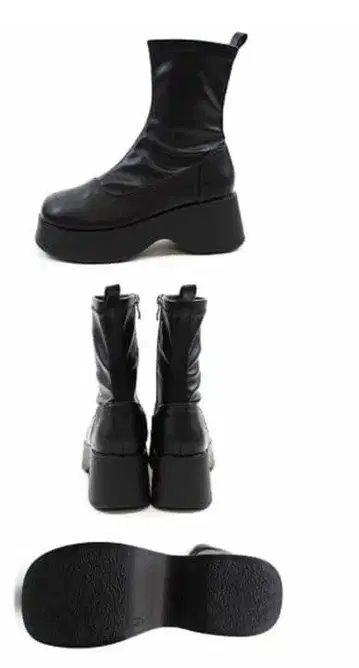 통굽 블랙 부티 사이드 지퍼 부착