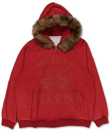 SPINNS 빨간색 후드티 퍼 포함