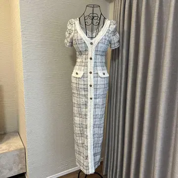 트위드 롱 드레스 (반짝이는 소재)