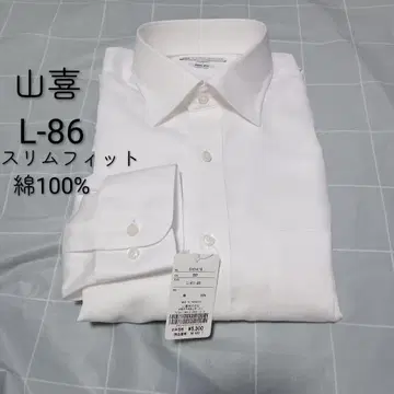 고급 야마키 L41-86 슬림핏 면100 긴팔 와이셔츠 화이트 팔 긴 분
