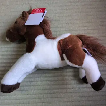 봉제 인형 말 브라운과 화이트 약 30cm