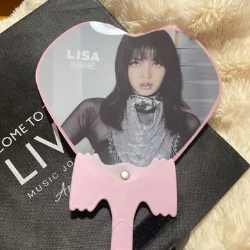 BLACKPINK LISA 하트형 부채 핑크 수납 봉투 포함