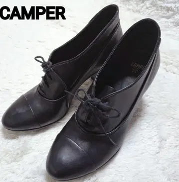 캠퍼 레이스업 숏부츠 38사이즈 가죽 청키힐