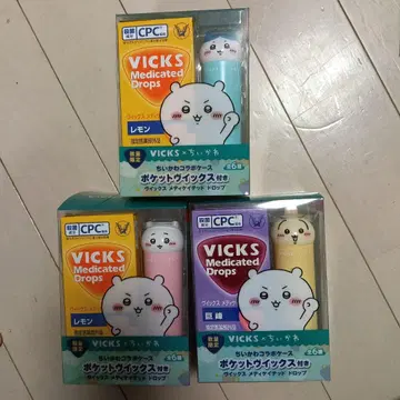 치이카와 VICKS 메디케이티드 드롭스 케이스 3개 세트 사탕 포함