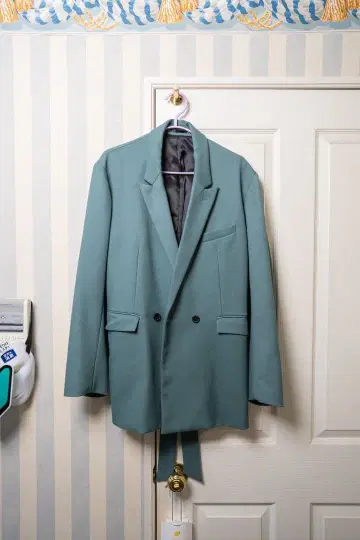 민트 그린 더블 브레스트 테일러드 자켓