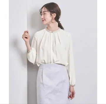 UNITED ARROWS 바이컬러 파이핑 블라우스