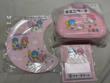 키키라라 뽑기 멜라민 플레이트 거울 & 빗 미니 파우치 3종 세트