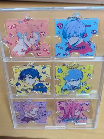 블루 록 아크릴 키링 6개 세트 받침대 없음