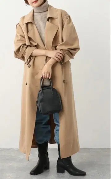 베이지 트렌치코트 롱 기장