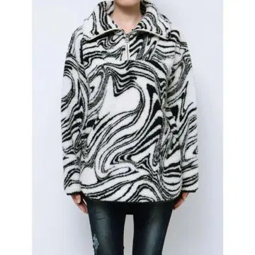 마블 무늬 플리스 자켓