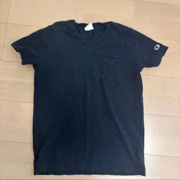 Champion 블랙 남성용 V넥 T셔츠