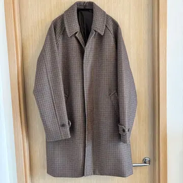 UNITED ARROWS 하운드투스 체크 패턴 롱 코트/체스터 코트