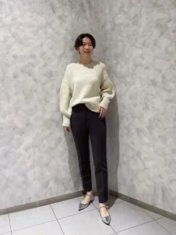 plst 플라스테 2024 로우 게이지 라메 보트넥 스웨터 베이지 M