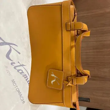 오렌지 가죽 토트백 중형