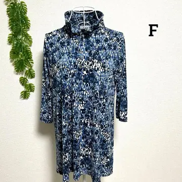 에텐두 F 반소매 셔츠 블루 계열 패턴 스트레치 소재