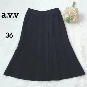 아베베 플리츠풍 스커트 모 S 종아리 기장 블랙 고급 가을/겨울