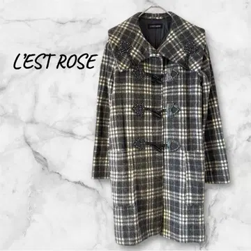 레스트로즈 체크 무늬 롱 코트/아우터/M 사이즈/그레이 화이트