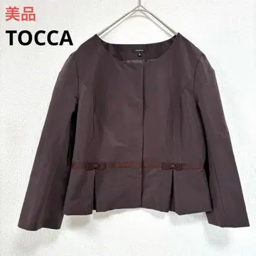 새상품급 TOCCA 토카 노카라 자켓 리본 브라운 작은 사이즈