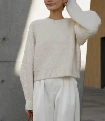 ellie 엘리 믹스 리본 니트 화이트 완판 새상품