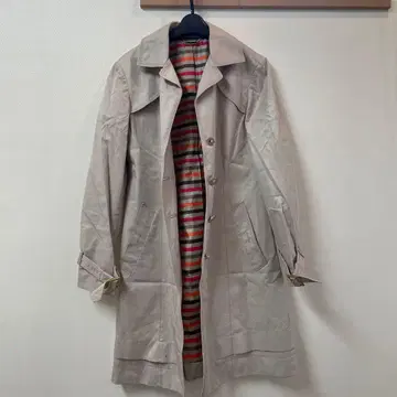 ELLE 베이지 트렌치코트 스트라이프 안감