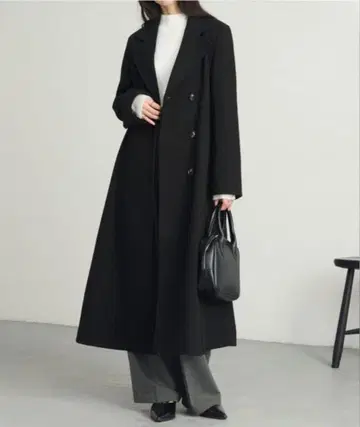 Cieluna (시엘루나)의 컷 멜톤 플레어 롱 체스터 코트