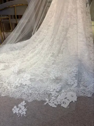 TREAT MAISON 꽃무늬 자수 웨딩 베일 80 x 250
