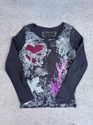 그래픽 프린트 롱 슬리브 탑 y2k 그런지