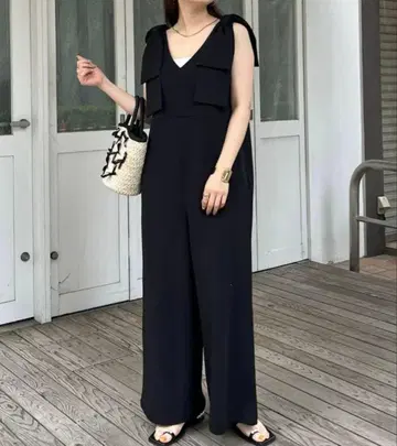 컷 조젯 어깨 리본 올인원