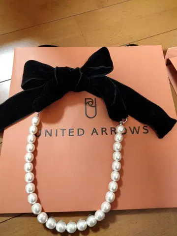 UNITED ARROWS 리본 포함 펄 초커