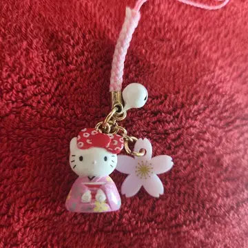 [레어] 헬로키티 매듭 스트랩 벚꽃 기모노