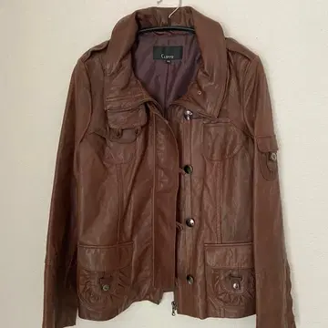 [레어] 천연 가죽 가죽 자켓 기믹 디자인 브라운 99 XL 상당 한국