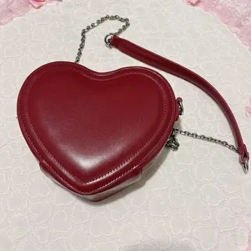 새상품급 숄더백 레드 빨간색 인조 가죽 하트 BAG 백