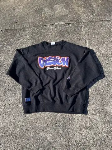 블랙 그래픽 프린트 맨투맨 스트릿 자수