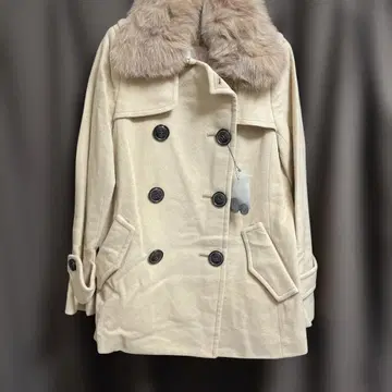 울 더블 브레스트 코트 베이지