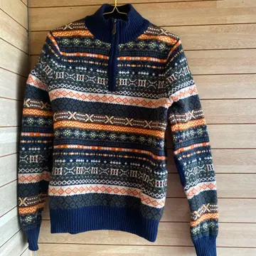 S1231.26 TOMMY 노르딕 무늬 집업 스웨터