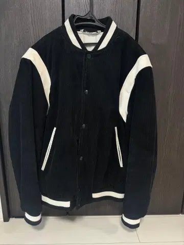 ZARA 코듀로이 바시티 자켓 블랙