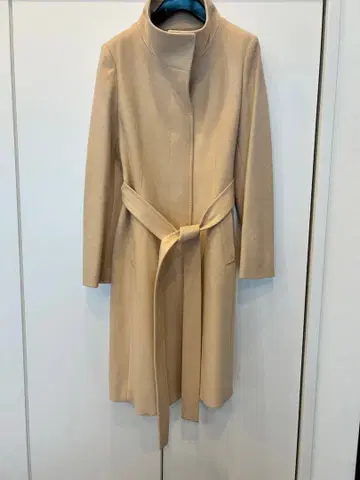 INDIVI 베이지 롱 코트 허리 벨트 포함